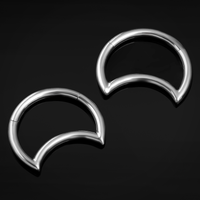Septum clicker croissant, argent, titane, 1.2mm