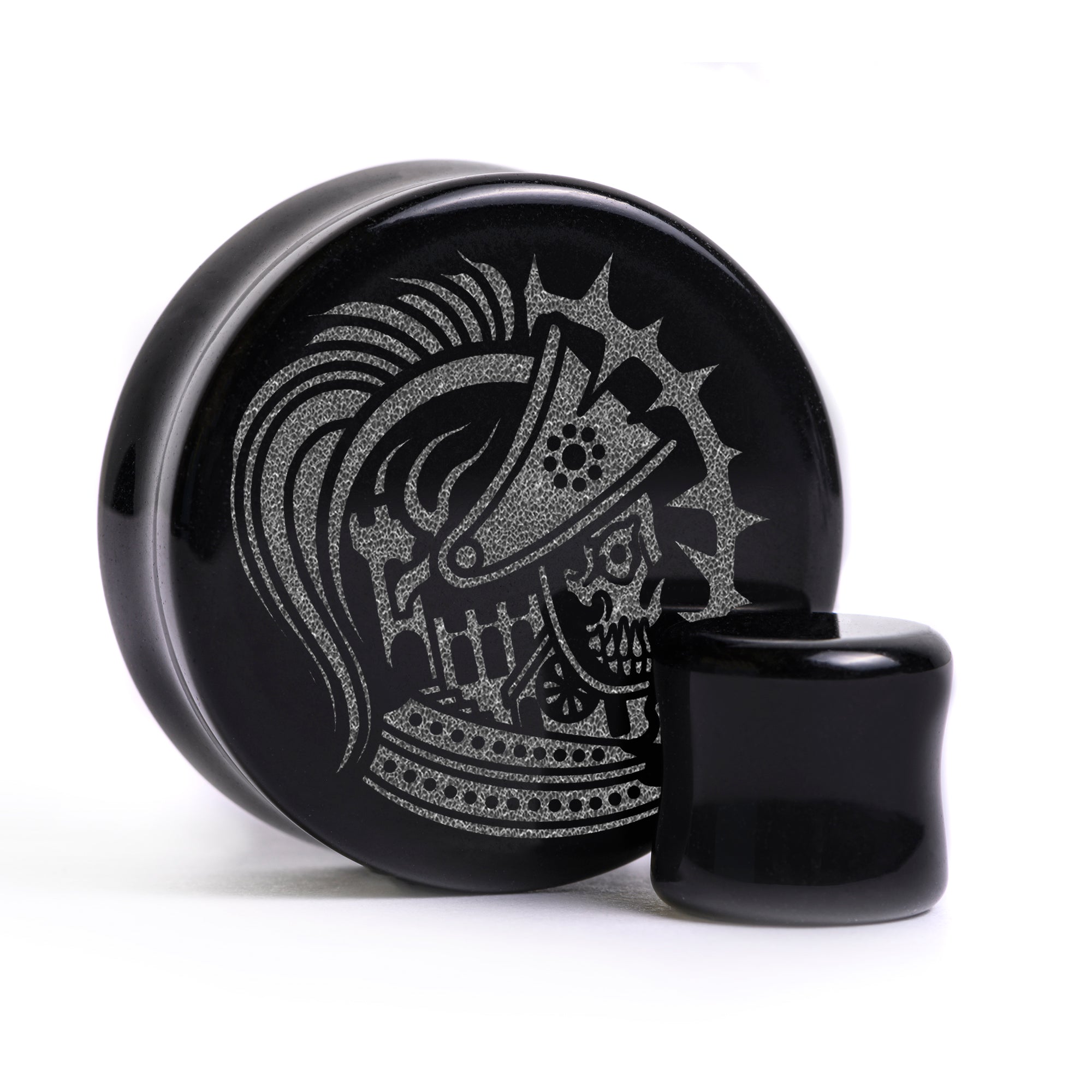 Cursed Knight Plug / Gauge - Black Glass | Flat Faced Double Flare