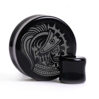 Plug Chevalier maudit / Jauge - Verre noir | Double flare à face plate