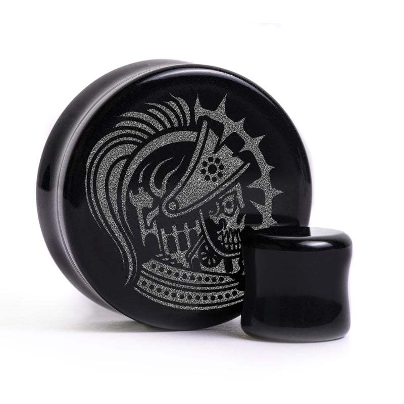Plug Chevalier maudit / Jauge - Verre noir | Double flare à face plate