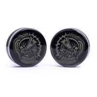 Plug Chevalier maudit / Jauge - Verre noir | Double flare à face plate