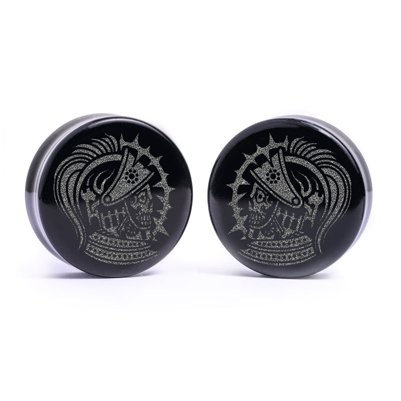 Plug Chevalier maudit / Jauge - Verre noir | Double flare à face plate