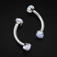 Gebogener Barbell, Weißer Opal, Titan