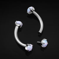 Gebogener Barbell, Weißer Opal, Titan