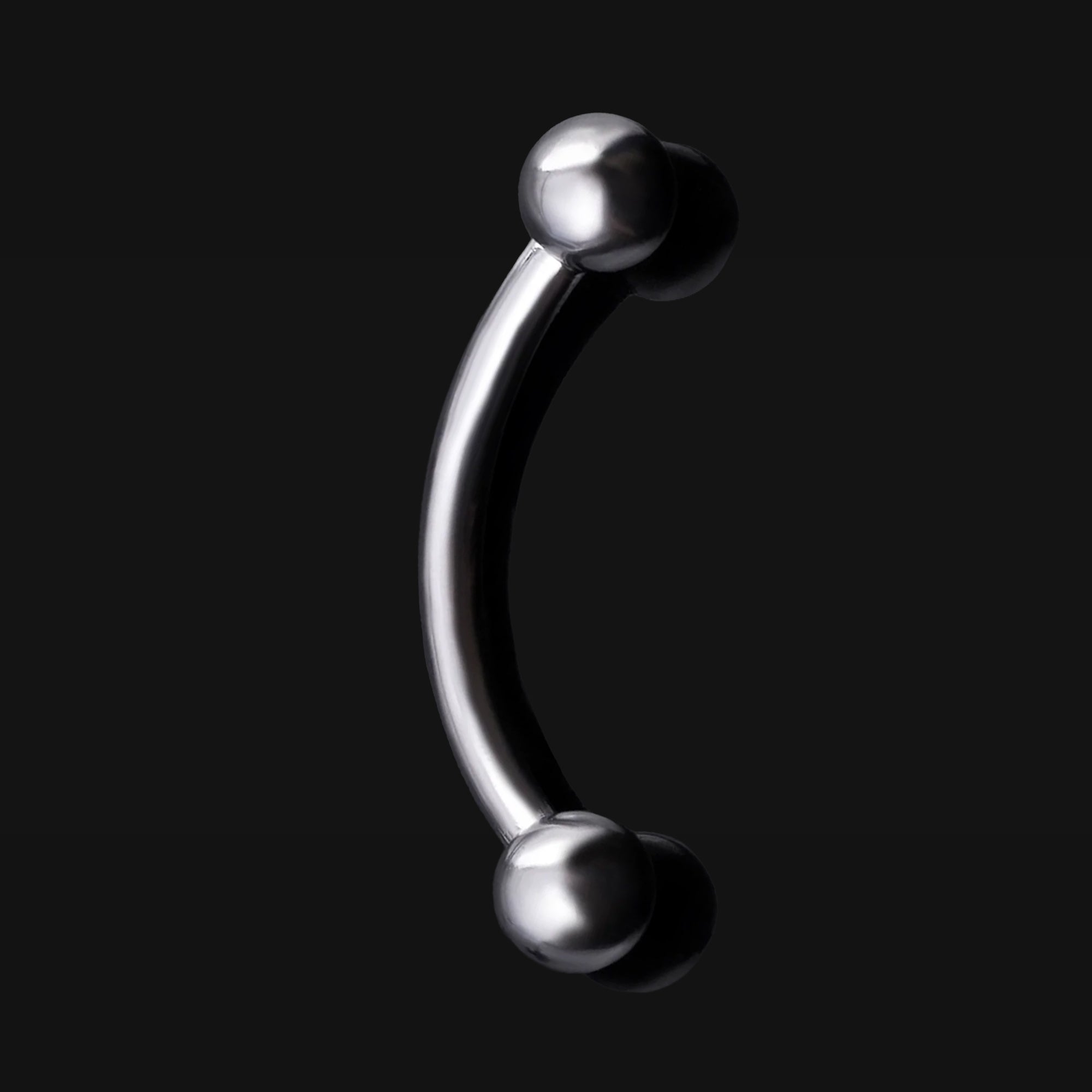 Curved Barbell, Silver, Internally Threaded, Titanium