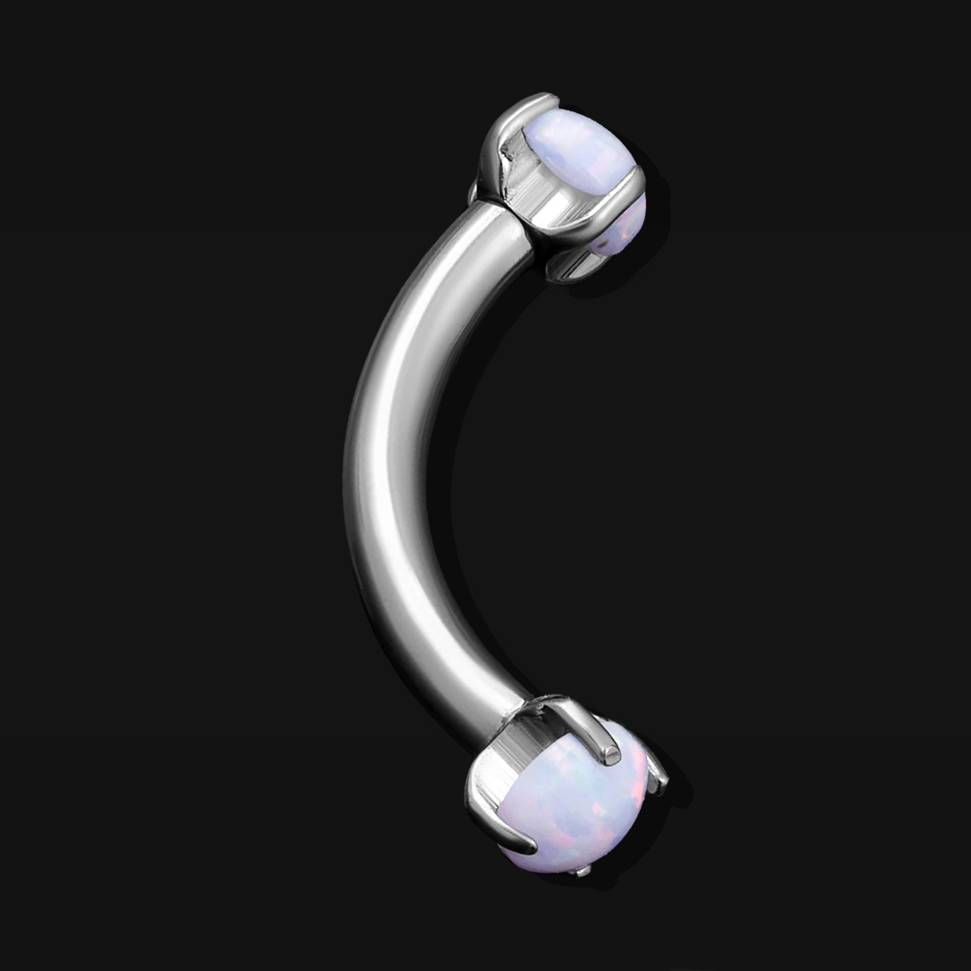 Curved Barbell, White Opal, Titanium