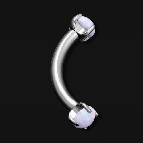 Gebogener Barbell, Weißer Opal, Titan