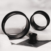 Black Stainless Steel Single Flare Tunnel / Plug / Gauge