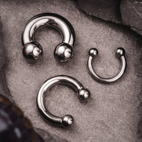 Barbell fer à cheval, argent, titane, bijou de septum étiré