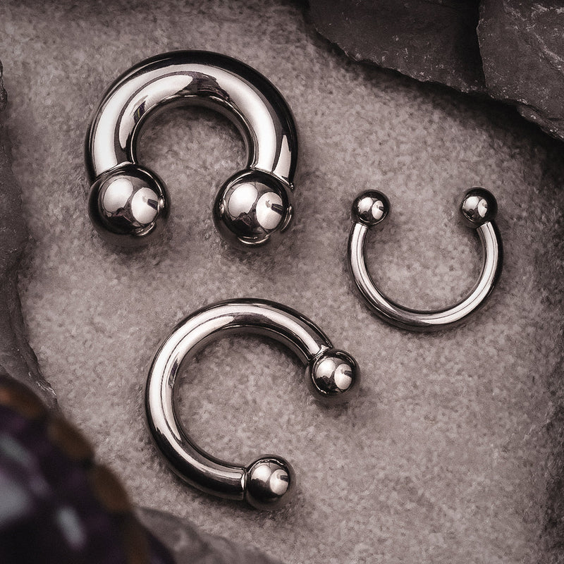 Barbell fer à cheval, argent, titane, bijou de septum étiré