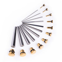 Anfänger-Ohr Stretching-Kit, Taper aus chirurgischem Stahl & Gold-Stahl Plug / Gauge – 22-teilig