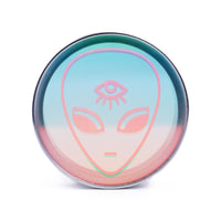 Alien - Tunnel/Jauge d'oreille Stretching en acier à double évasement avec inlay irisé et vis argentée