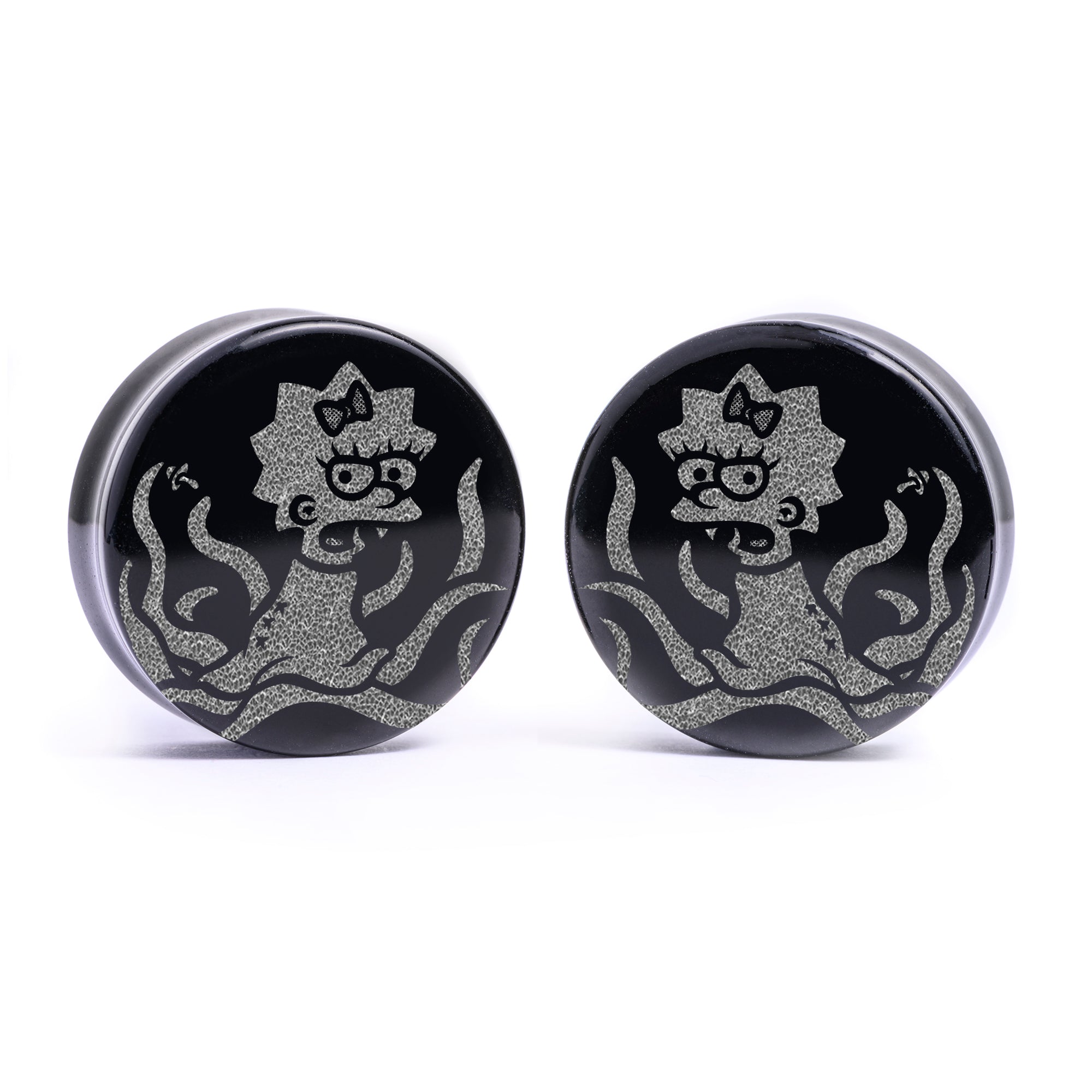 Zombie Lisa Plug / Gauge - Black Glass | Flat Faced Double Flare