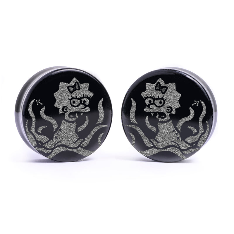 Plug / Gauge Alien Maggie - Verre noir | Face plate double évasé