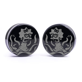 Haifischplug / gauge - Tränenschwarzglas | Doppelaufgeweitet mit flachem Gesicht