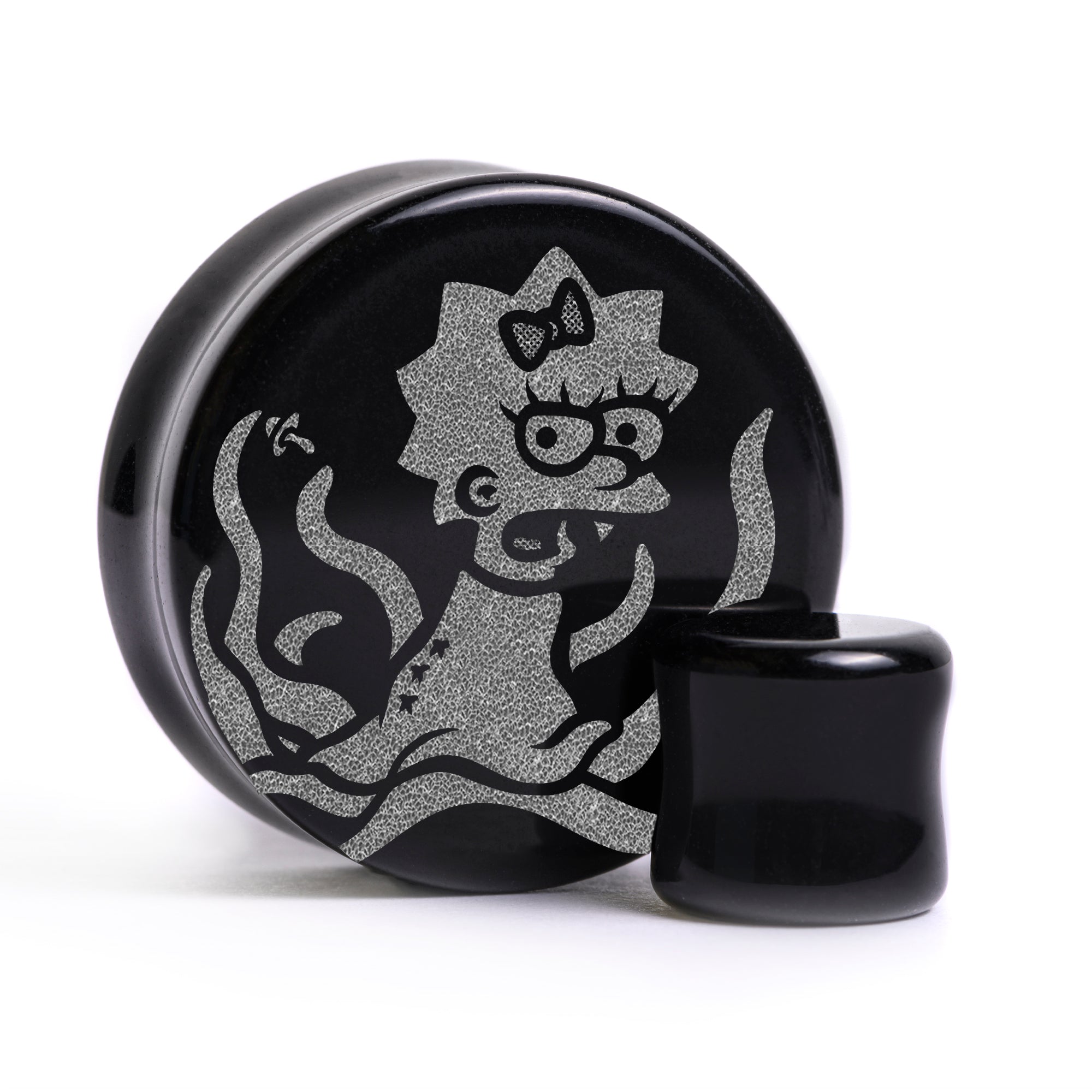 Alien Maggie Plug / Gauge - Black Glass | Flat Faced Double Flare