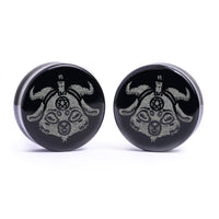 Plug / Gauge Bébé Baphomet - Verre noir | Face plate double évasé