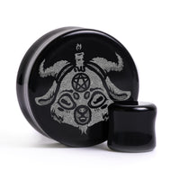 Plug / Gauge Bébé Baphomet - Verre noir | Face plate double évasé