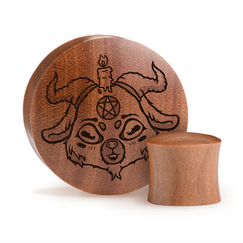 Plug / Gauge Bébé Baphomet - Bois de Saba | Convexe double évasé