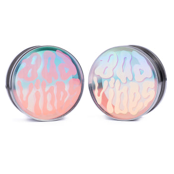 Bad Vibes - Iridescent Inlay Silver Screwback Double Flare Steel Ear Stretching Tunnel / Gauge