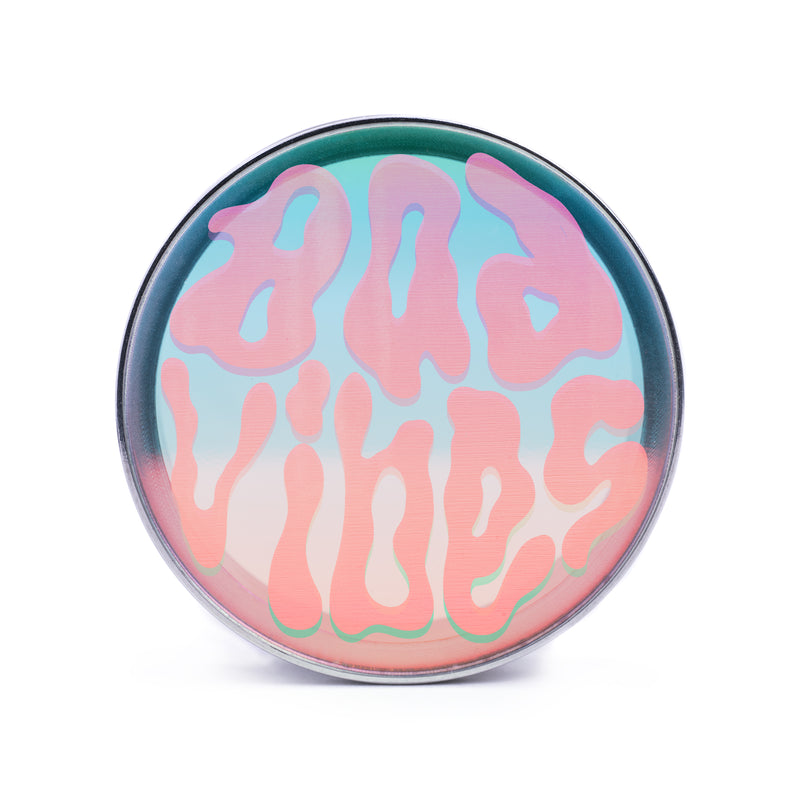 Bad Vibes - Tunnel oreille en acier à double évasement avec incrustation irisée et fermoir à vis en argent / Stretching / Gauge