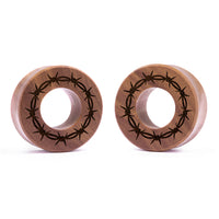 Tunnel Plug / Gauge Fil barbelé - Bois de Saba | Face plate double évasé