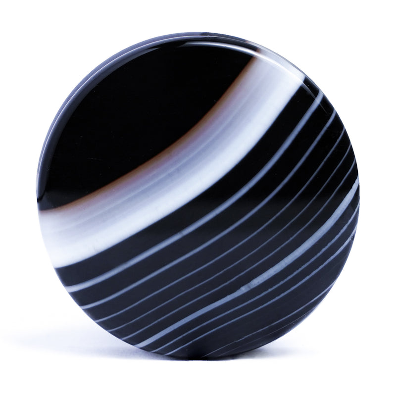 Plug / Gauge en pierre d'agate rubanée noire