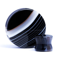 Plug / Gauge en pierre d'agate rubanée noire