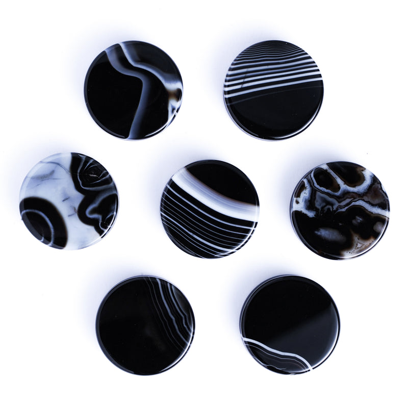 Plug / Gauge en pierre d'agate rubanée noire