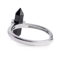 Silberner Und Schwarzer Obsidian-Kristallring