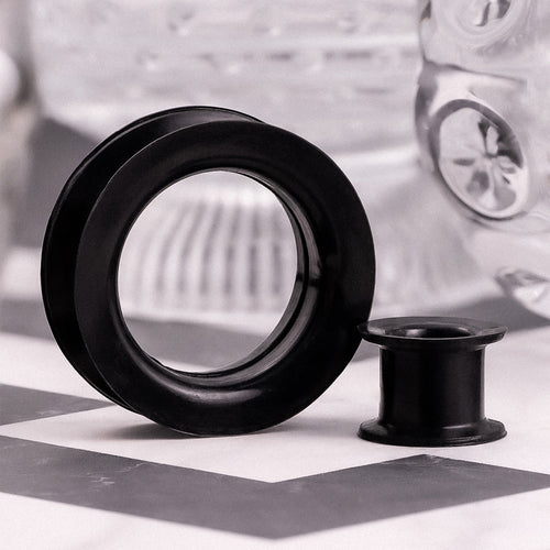 Clear & Black Single Flare Glass Plugs / Gauges
