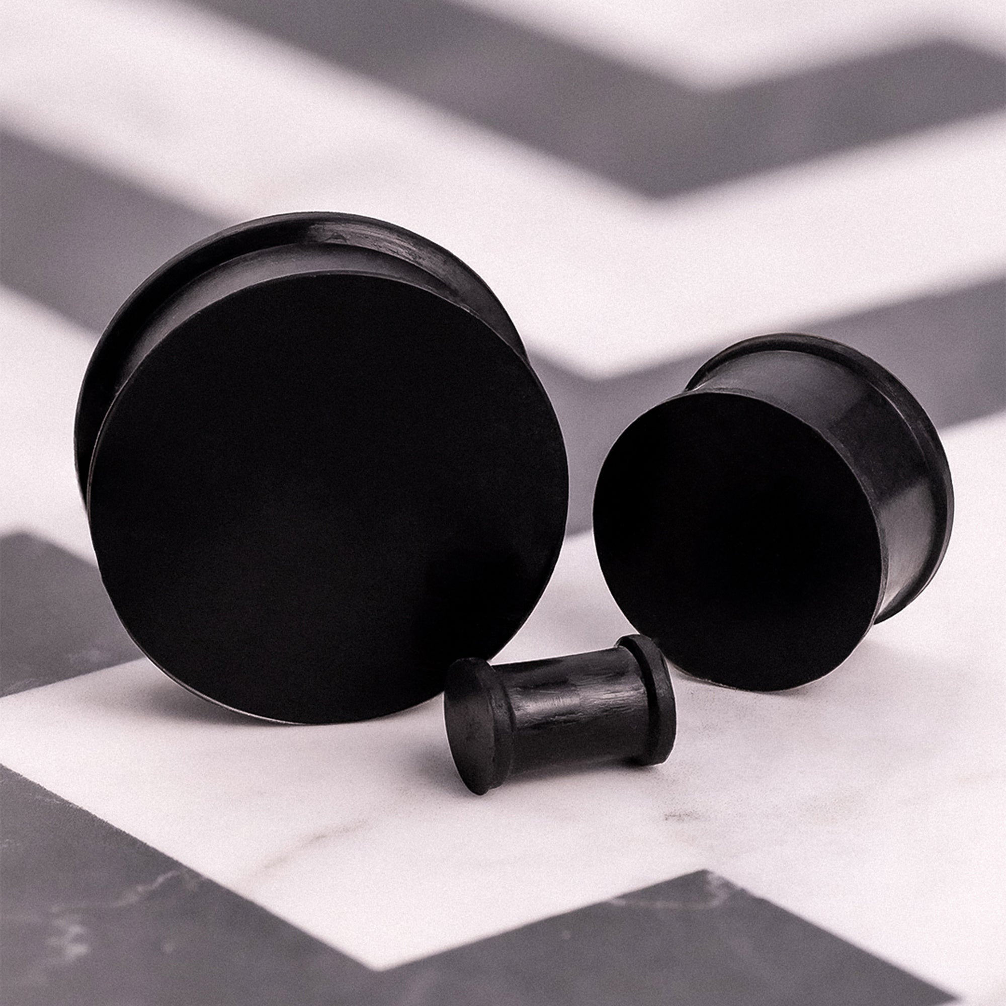 Solid Black Silicone Ear Stretching Plug / Gauge