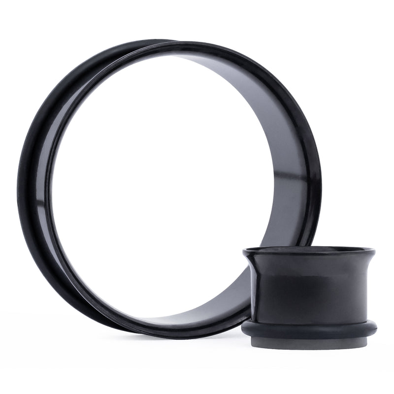 Black Stainless Steel Single Flare Tunnel / Plug / Gauge