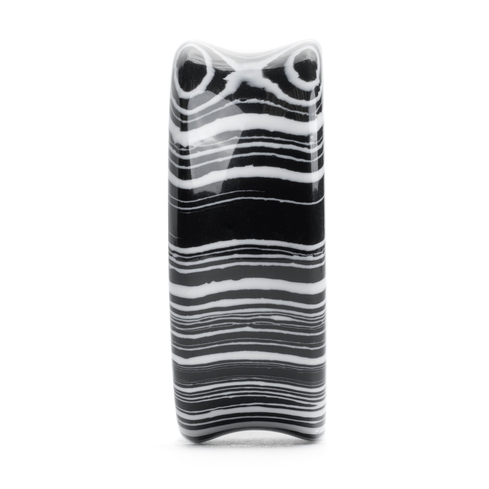 Black & White Line Stone Plug / Gauge - Double Flared Synthetic Stone Plugs in 6mm (2g) - 30mm (1.18")