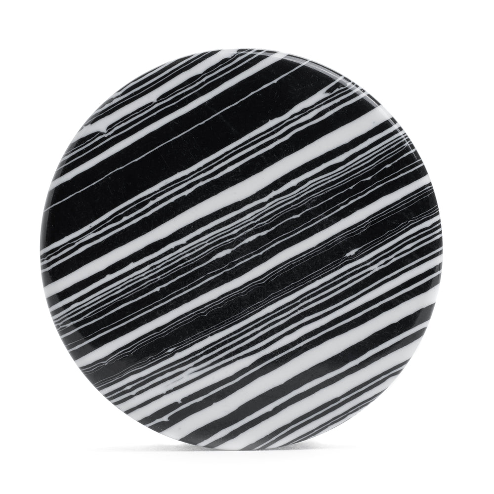Black & White Line Stone Plug / Gauge - Double Flared Synthetic Stone Plugs in 6mm (2g) - 30mm (1.18")