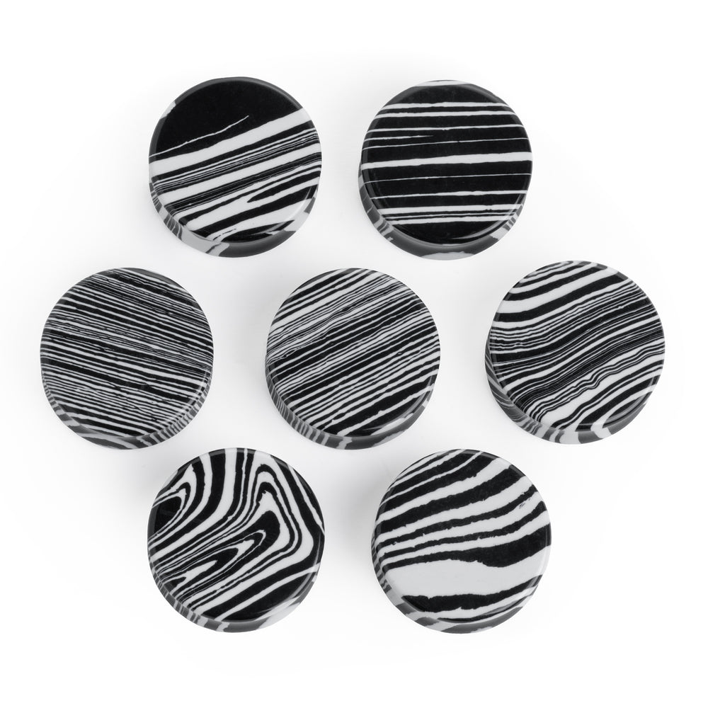Black & White Line Stone Plug / Gauge - Double Flared Synthetic Stone Plugs in 6mm (2g) - 30mm (1.18")