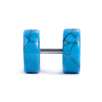 Faux Gauge / Plug d'oreille en howlite bleue