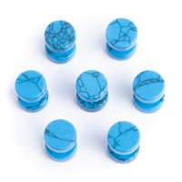 Faux Gauge / Plug d'oreille en howlite bleue
