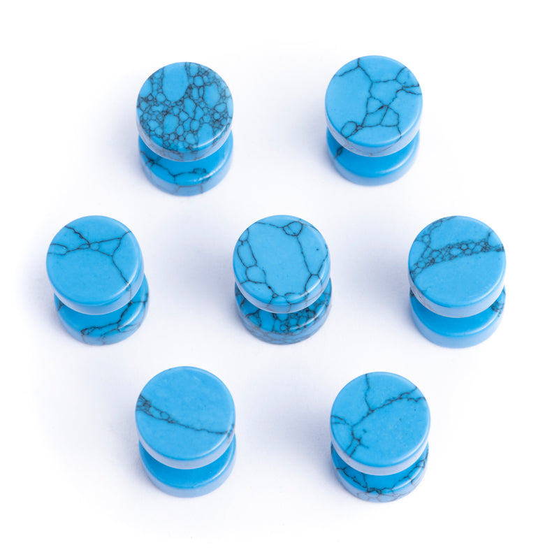Faux Gauge / Plug d'oreille en howlite bleue