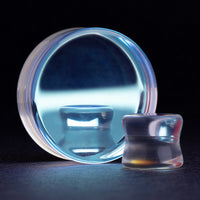 Plug / Gauge en verre double évasé irisé bleu et vert