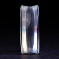 Plug / Gauge en verre double évasé irisé bleu et vert