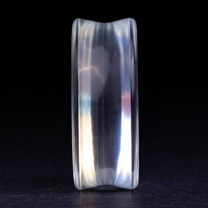 Plug / Gauge en verre double évasé irisé bleu et vert