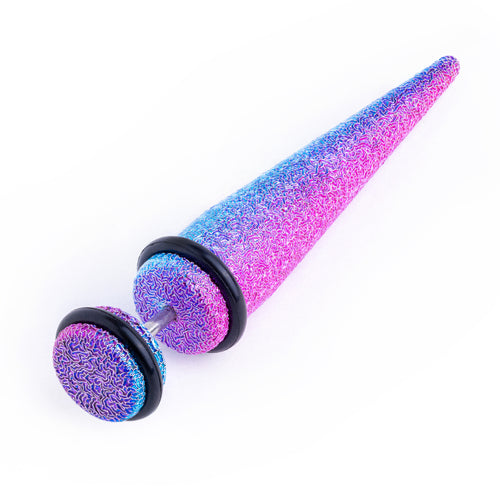 Pink and Blue Glitter Fake Taper / Plug / Gauge