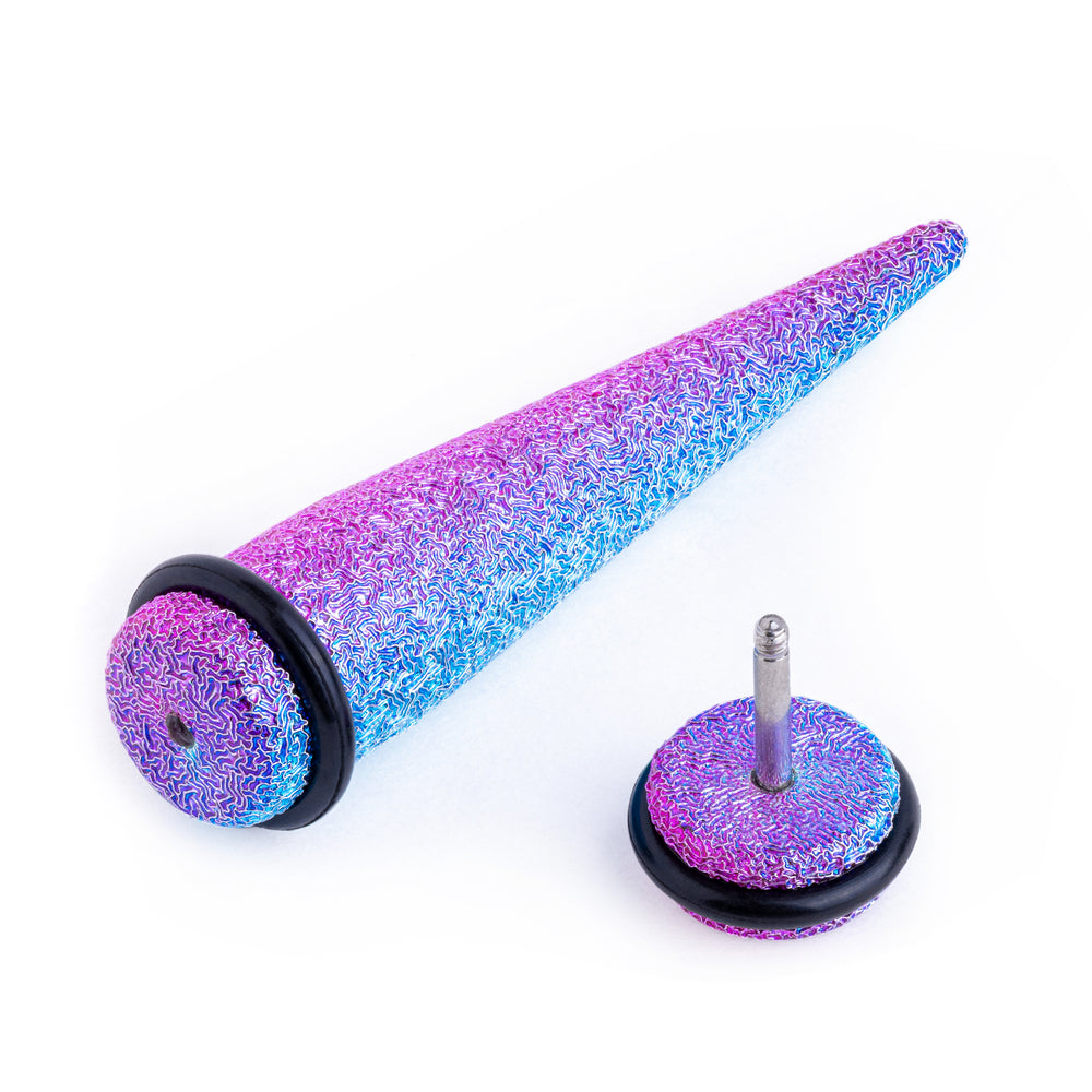 Pink and Blue Glitter Fake Taper / Plug / Gauge - Fake Ear Stretcher Gauge Earrings In Acrylic 