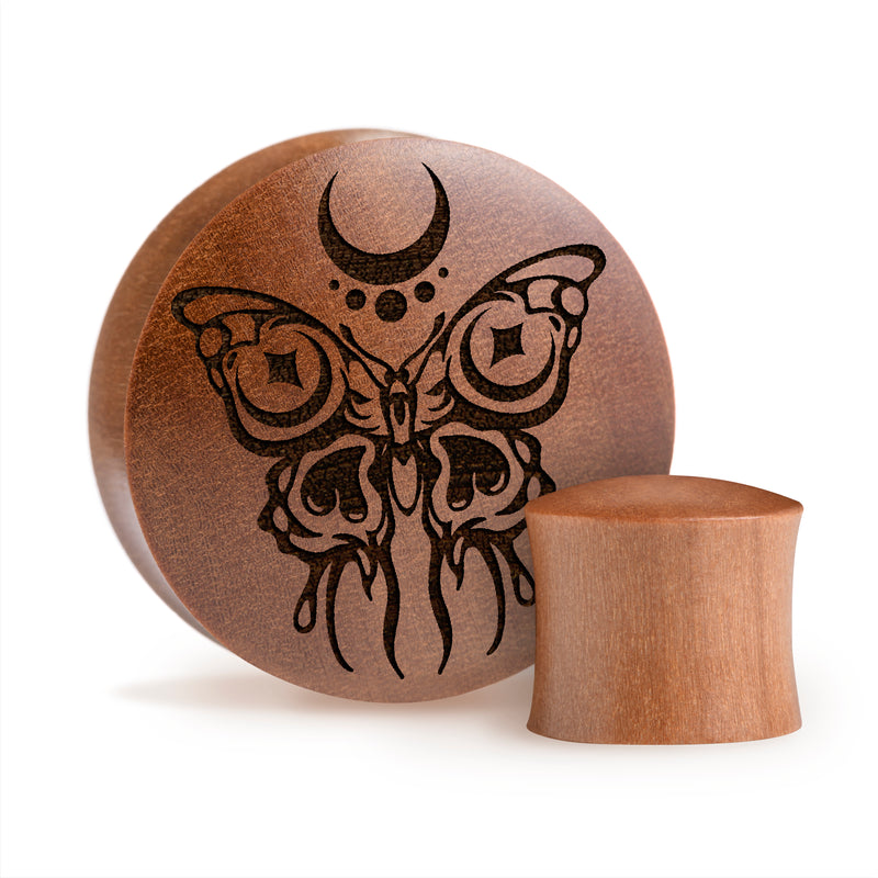 Plug / Gauge Papillon - Bois de Saba | Convexe double évasé
