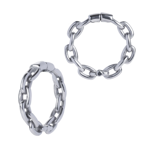 Alternative punk Circular Silver Chain Earring Hangers (Pair)