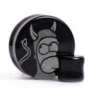 Plug / Gauge Homer démon - Verre noir | Face plate double évasé