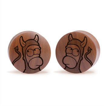 Crystal Moon Plug / Gauge - Gold Inlay Ebony Wood | Convex Double Flare