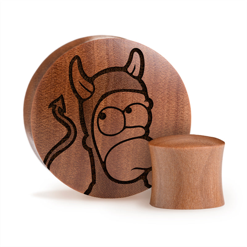 Plug / Gauge Homer démon - Bois de Saba | Convexe double évasé