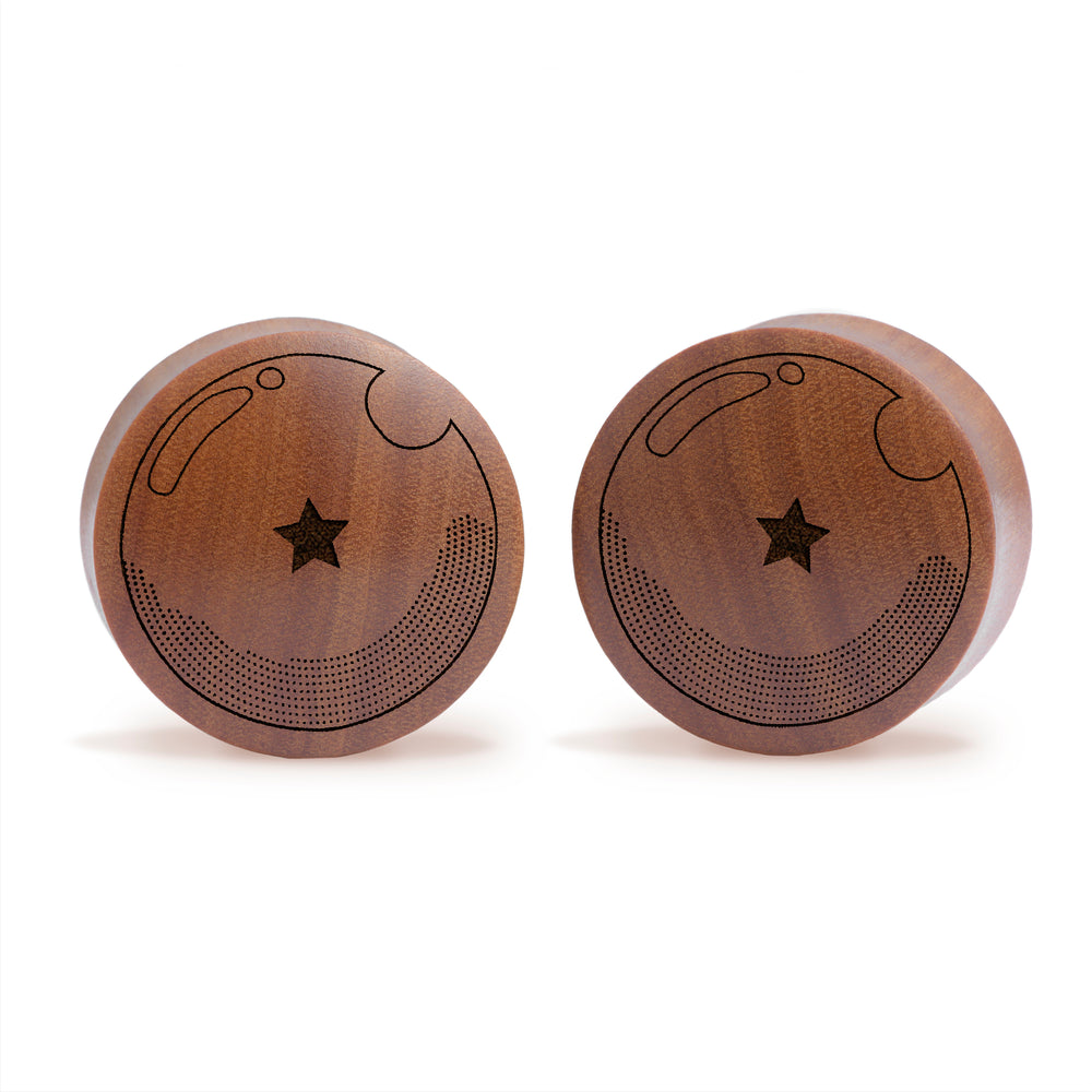 1 Star Dragon Ball Z Plug / Gauge - Saba Wood | Convex Double Flare - Lasered To Order In House At Custom Plugs HQ
